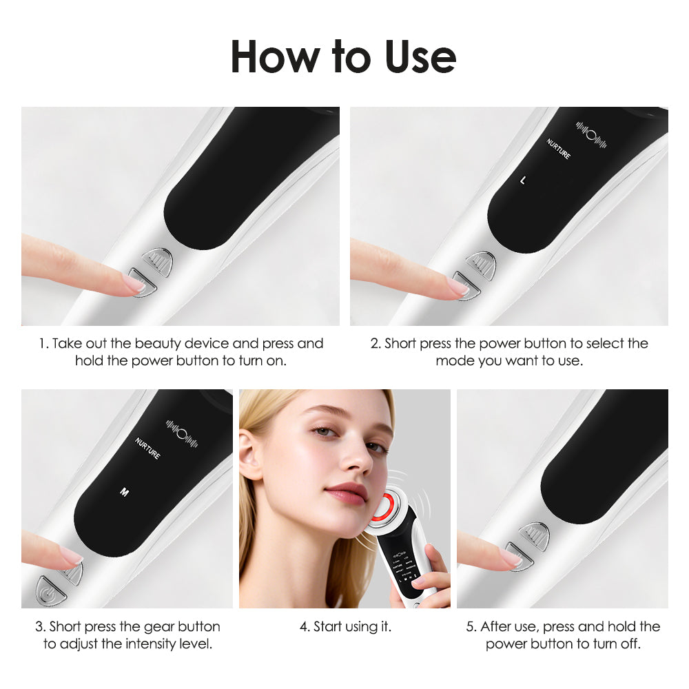 7 in 1 Facial Massager EMS Face Lifting Device with Vibration Hot Compress Skin Rejuvenation Face Firming Deep Cleansing Beauty