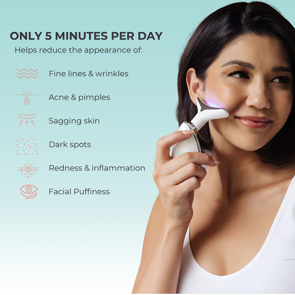 7LED Color Vibrating Neck Device Beauty Gift, neck and face skin massager, 1 piece set portable usb charging, electric Facial ma