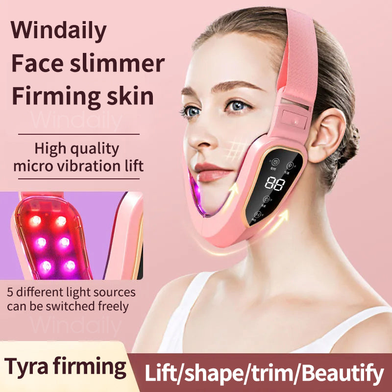 LED Photon Therapy Facial Slimming Vibration Massager Facial Lifting Device Facial Heated Double Chin V Face Vibration Massager