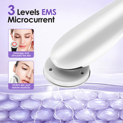 7 in 1 Facial Massager EMS Face Lifting Device with Vibration Hot Compress Skin Rejuvenation Face Firming Deep Cleansing Beauty