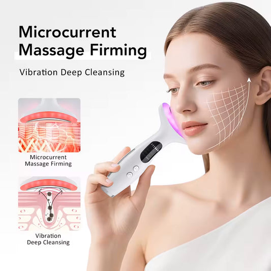 4 Modes Facial Lifting Massager LED Neck Beauty Device Double Chin Remover Heat Therapy Face Skin Rejuvenation
