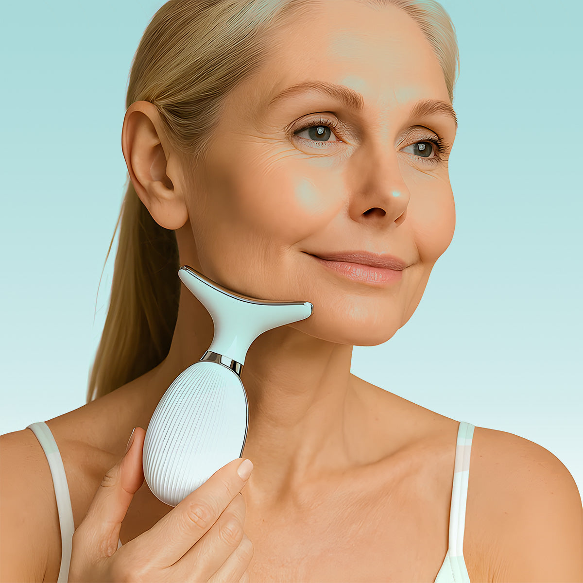 7LED Color Vibrating Neck Device Beauty Gift, neck and face skin massager, 1 piece set portable usb charging, electric Facial ma