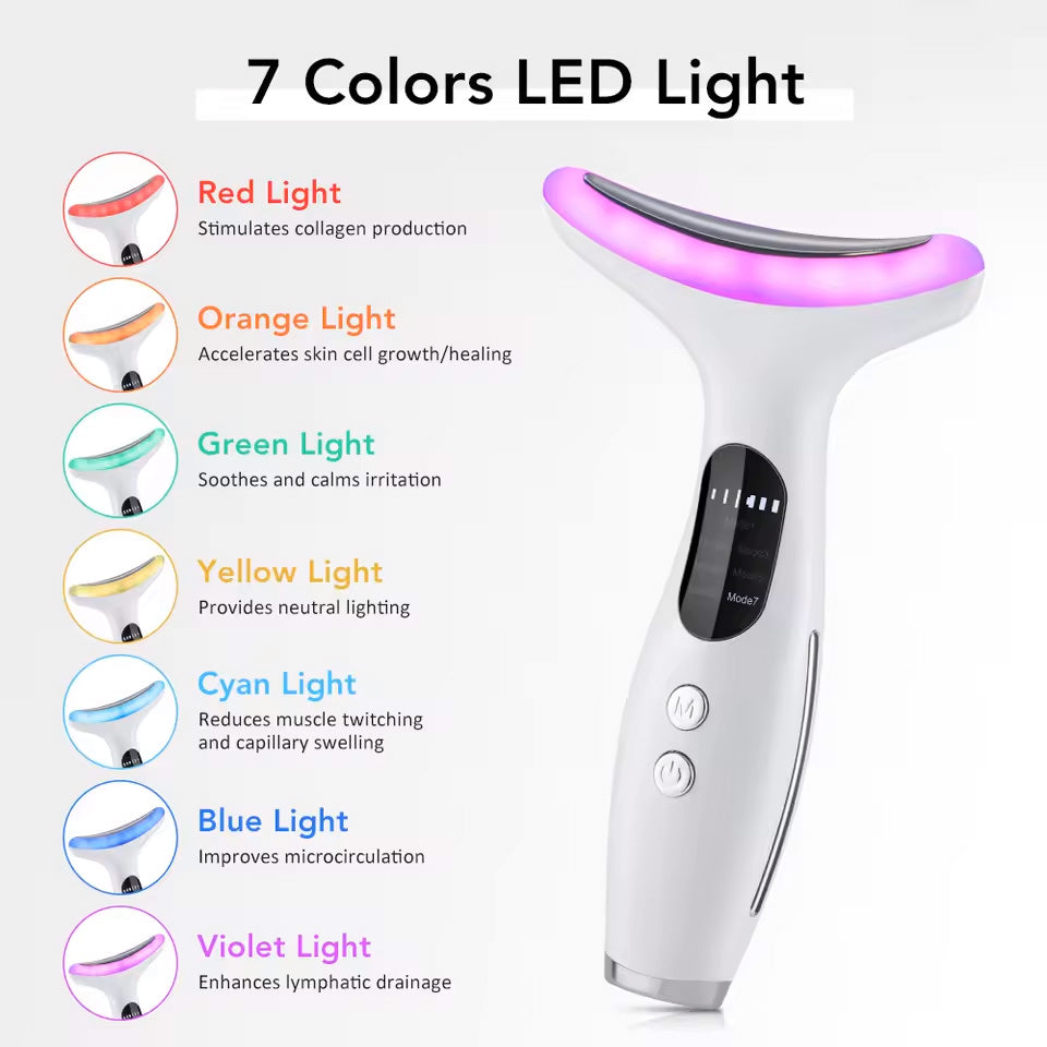 4 Modes Facial Lifting Massager LED Neck Beauty Device Double Chin Remover Heat Therapy Face Skin Rejuvenation
