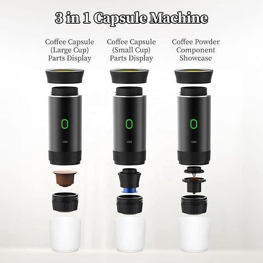 Wireless Electric Portable Espresso Coffee Machine for Car & Home Camping Coffee Maker 3-in-1 Capsule Powder Travel Coffee Maker